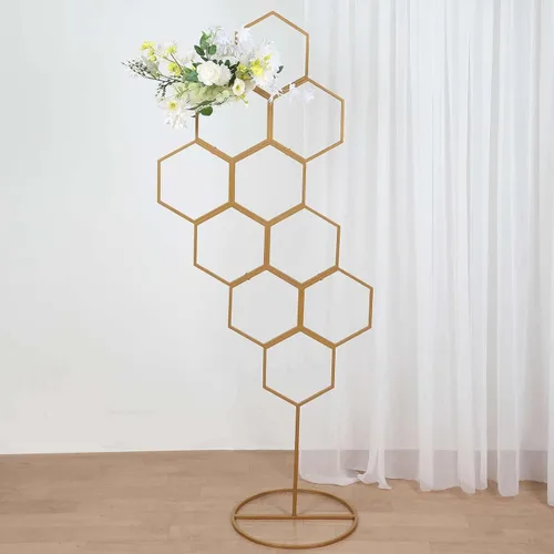 Efavormart - Arco de exhibición de globos de metal dorado de 6 pies, marco de flores de boda, soporte de telón de fondo Estilo 10 Oro