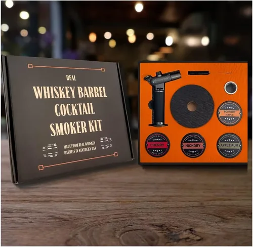 Kit de ahumador de cóctel de whisky recuperado con antorcha, fabricado en Estados Unidos, kit de ahumador a la antigua, kit de ahumador de bourbon,