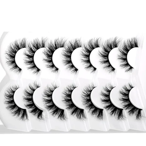 Miniatura 524 de Pooplunch - Pestañas postizas finas de visón sintético, estilo ojo de gato, naturales, cruzadas, tipo racimo, efecto 8D de volumen, tiras