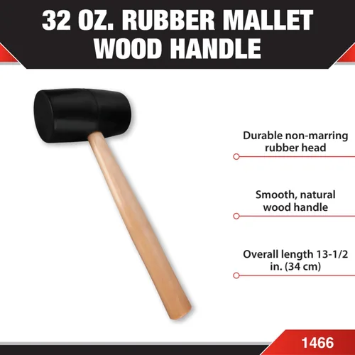 Miniatura 2 de Performance Tool Mazo de cabeza de goma dura 1466 con mango ergonómico de madera para carpintería, construcción y proyectos de bricolaje