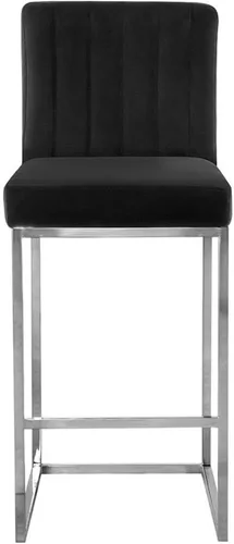Miniatura 5 de Meridian Furniture Giselle Collection Modern Taburete de mostrador contemporáneo tapizado de terciopelo, con base de metal cromado pulido, 16