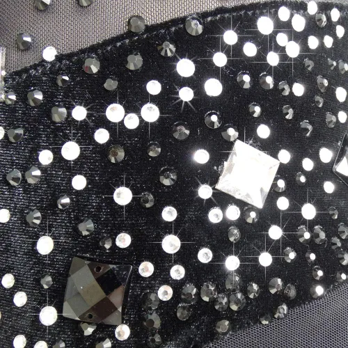 Miniatura 7 de LIUHUO Vestido de patinaje artístico - Vestido de terciopelo negro para competición de niñas