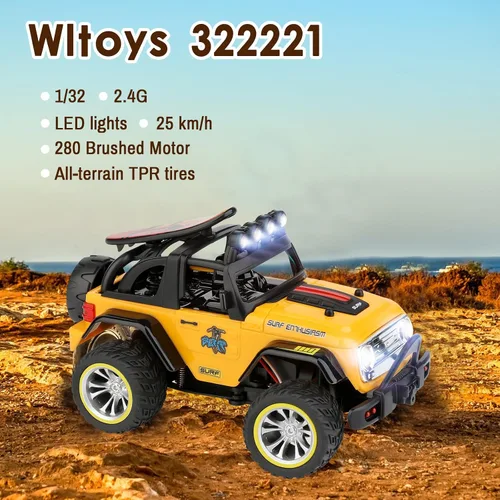 Miniatura 2 de WLtoys 32221 1/32 RC Crawler, 15.5 mi/h cepillado 2WD con control remoto de 2.4 GHz, neumáticos TPR todo terreno (regalo de coche RC)