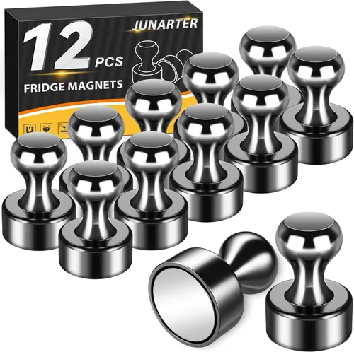 Miniatura 8 de Paquete de 20 Chinchetas Magnéticas, Imanes Negros Fuertes para Refrigerador, Imanes para Pizarra Blanca, Imanes para Refrigerador Fuertes, Imanes
