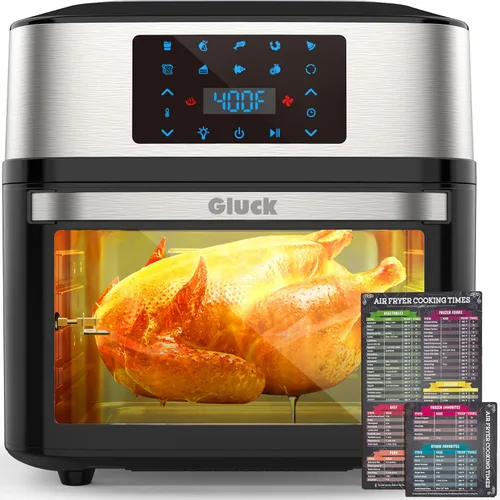 Horno freidora de aire grande de 20 cuartos de galón, horno tostador 10 en 1, combo de freidora de aire con ventana para la familia, horno freidora