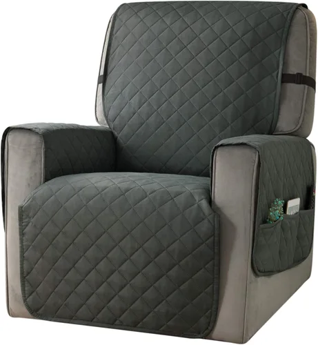 Ouka - Funda reclinable para perros, de ancho de asiento de 63,5 cm, protector de sofá de tela reversible con correas elásticas, funda de sillón Gris