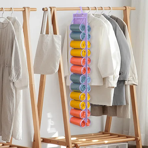 Miniatura 5 de Lirex Organizador de almacenamiento de leggings de yoga con 24 bolsillos, organizador plegable de tela Oxford para colgar en el armario, camisas