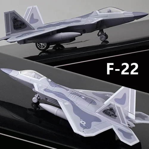 Miniatura 4 de Ailejia Diecast F 22 Fighting Falcon Avión Modelo Militar Avión Tire hacia atrás con luces y sonidos Fighter Jet Juguetes para niños F 22 Gris