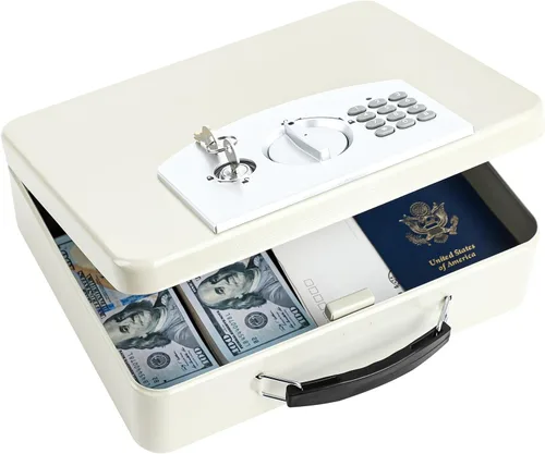 Miniatura 10 de KYODOLED Caja de seguridad con cerradura de teclado digital, caja de seguridad con código para artículos personales, caja de seguridad de metal