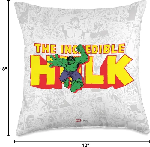Miniatura 4 de Marvel Increíble Hulk - Almohada de cómic retro, 18.0 x 18.0 in, multicolor