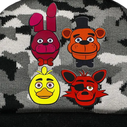 Miniatura 2 de Five Nights at Freddy's Character Heads - Gorro de camuflaje para jóvenes y guantes mágicos, Gris