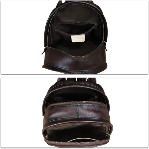 Miniatura 7 de IVTG Mochila de cuero genuino para mujer, estilo vintage, de cuero real, mochila de moda para hombro
