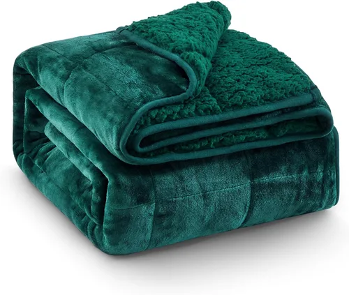 Miniatura 19 de Manta con Peso de Vellón Sherpa para Adultos Excelente para Dormir, 15 libras de Doble Cara Suave y Difusa Mantas Pesadas para Sofá Cama Sofá