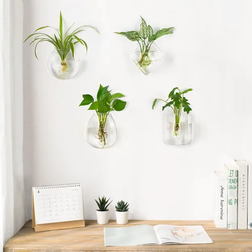 Miniatura 2 de Mkono Maceta de propagación para colgar en la pared, terrario de vidrio, jarrones de flores para plantas de interior, decoración del hogar, sala