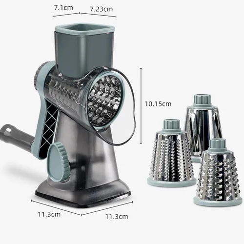 Miniatura 5 de Rallador de queso con asa, rallador de queso giratorio manual multifuncional - rallador de queso corta fácilmente zanahorias, papas, verduras y Gris