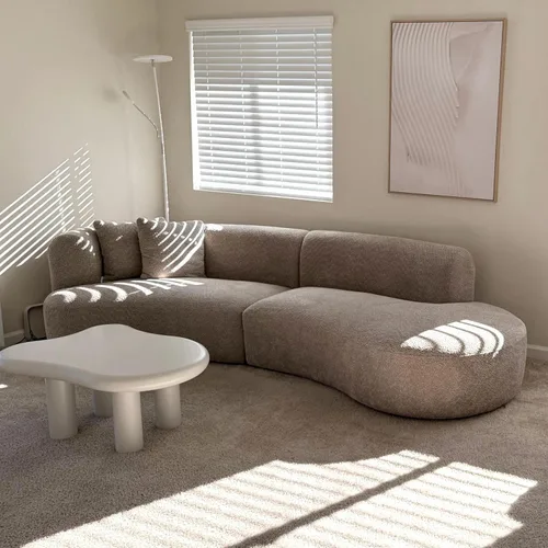 Miniatura 9 de Acanva - Sofá seccional curvo moderno para sala de estar, sofá modular de tela bouclé minimalista y cómodo para apartamento, oficina en casa, 114