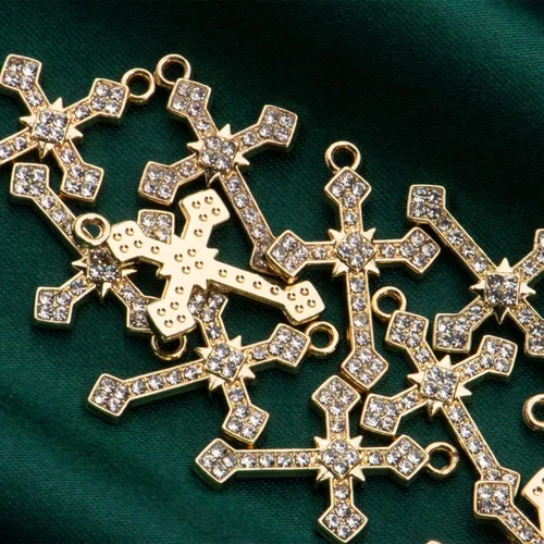 Miniatura 2 de Paquete de 20 dijes de diamantes de imitación chapados en oro, accesorios de cristal para collares, pulseras, joyería, manualidades, bricolaje