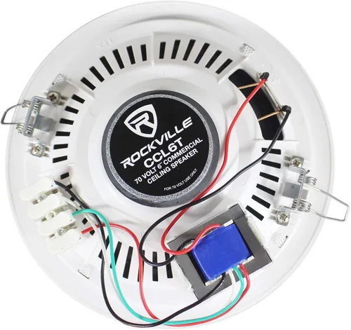 Miniatura 6 de Paquete Rockville CCL6T: (16) Altavoces de techo comerciales de 70V de 6 pulgadas, blanco, RCS180-6 Amplificador comercial Bluetooth de 70V de 180