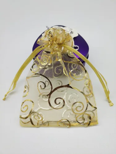 Miniatura 6 de Bolsitas de organza transparentes con impresión de ratán Ankirol, ideales para bodas y fiestas del bebé, para regalos o muestras (100 unidades)