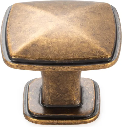 Miniatura 14 de KOOFIZO Paquete de 10 pomos dorados cepillados, pomos dorados para cajones, K02, tiradores cuadrados de un solo agujero para gabinetes, cajones