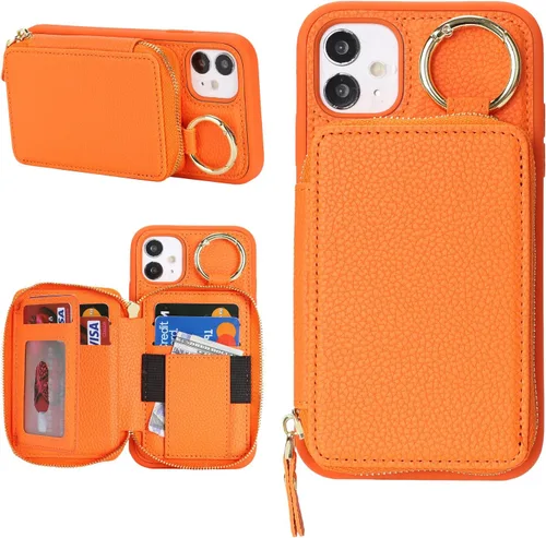Miniatura 25 de Funda compatible con iPhone Air Wallet con tarjetero para iPhone Air, funda con cremallera y ranura para mujer, 5G de 6.5 pulgadas, color oro rosa