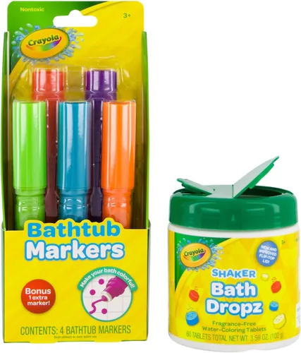 Crayola Marcadores de bañera y gotas de baño Crayola Color, 60 tabletas, aporta diversión creativa a la hora del baño, no tóxicos
