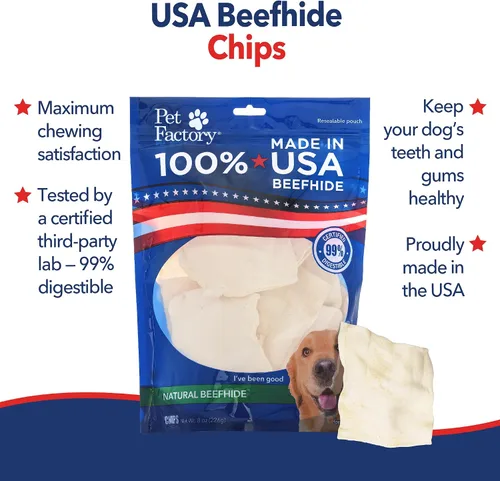 Miniatura 3 de Pet Factory Rollos masticables dentales de cuero de res para perros, 100 % hechos en Estados Unidos, 8 pulgadas, cuero crudo grueso para perros