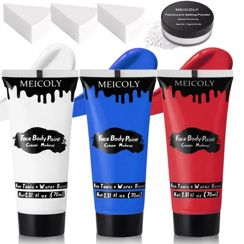 Miniatura 14 de MEICOLY Pintura facial color morado claro crema, tubo grande de 2.37 onzas, pintura de cuerpo completo a base de agua para adultos y niños, pintura