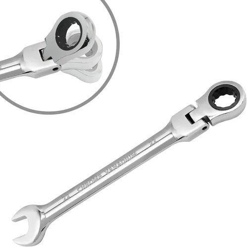 Llave de trinquete de cabeza flexible de 22 mm, llave combinada de 12 puntos de acero cromado vanadio con engranaje de trinquete de 72 dientes,