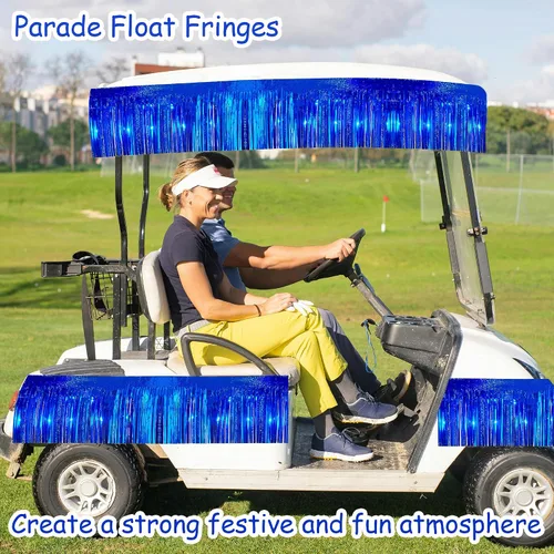 Miniatura 7 de Paquete de 2 flotadores de 10 pies con purpurina azul real para remolque, flecos de papel de aluminio con purpurina metálica, serpentinas de oropel