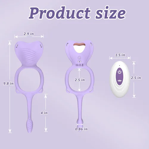 Miniatura 5 de Vibrador portátil para parejas, juguete sexual 3 en 1 manos libres, anillo de pene para intimidad nocturna, 9 modos de silicona suave BDSM