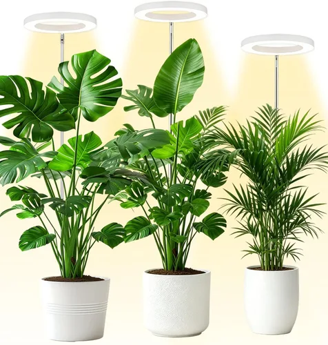 Miniatura 12 de yadoker 72 LEDs Luz de cultivo de plantas para plantas de interior, Luz de escritorio de aluminio con grano de madera de nogal LED, Altura
