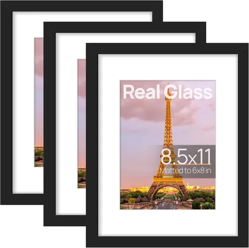 Miniatura 7 de upsimples Juego de 3 marcos de fotos de 5 x 7 pulgadas, hechos de cristal de alta definición para 4 x 6 con alfombrilla o 5 x 7 sin alfombrilla