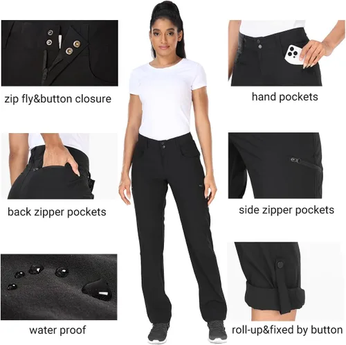 Miniatura 3 de Holipick Pantalones cargo de senderismo para mujer, ligeros, de secado rápido, impermeables, para exteriores, campamento, viajes, golf