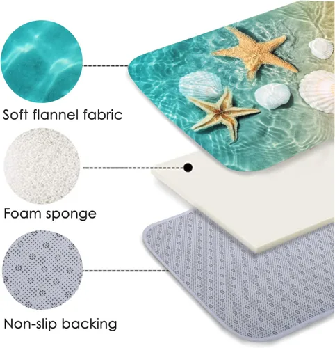 Miniatura 3 de LYFANS Alfombras de baño de espuma de esponja absorbente suave para baño y cocina (30 x 17 pulgadas), tapete de franela antideslizante brillante