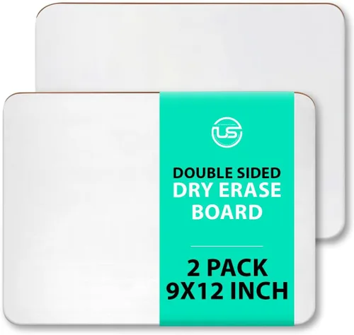 Pizarra pequeña de borrado en seco de 9 x 12 pulgadas (paquete de 2) - Mini pizarra blanca para niños y estudiantes, pizarra blanca portátil de
