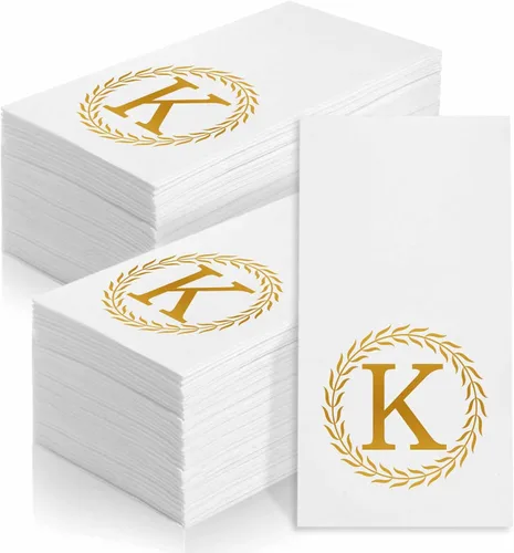 Miniatura 17 de 100 servilletas desechables con monograma de oro, toallas de mano decorativas con letra G, servilletas de cena para invitados, toallas de mano