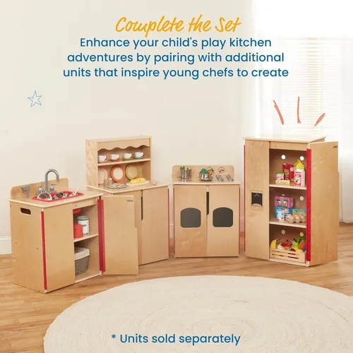 Miniatura 5 de ECR4Kids Cocina de Juguete Armario de Almacenamiento, Juguete de Madera, Natural