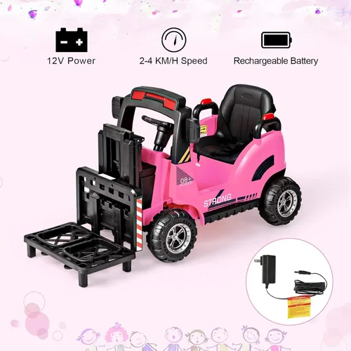 Miniatura 2 de OLAKIDS Carretilla elevadora para montar, camión de construcción de vehículos eléctricos para niños de 12 V con control remoto, horquilla
