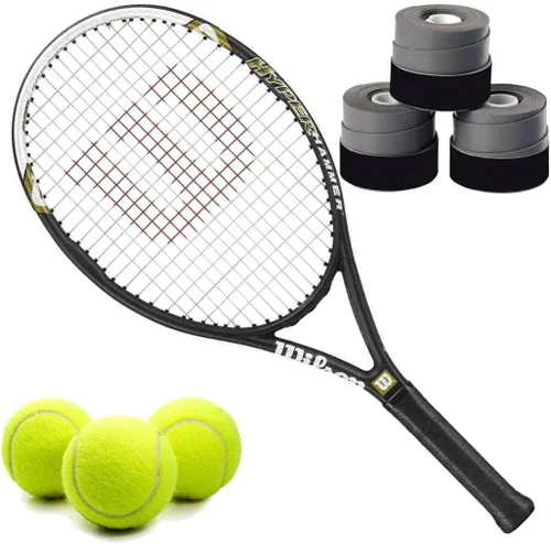 Miniatura 5 de Wilson Hyper Hammer 5.3 110 - Juego o kit de raqueta de tenis recreativa preencordada con overgrips y una lata de pelotas de tenis reguladoras
