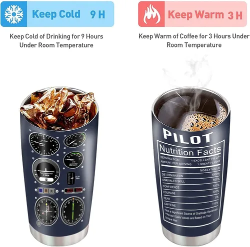 Miniatura 5 de Pilot Gifts - Vaso de aviación de acero inoxidable aislado de 20 onzas para hombres de aviación, regalos para pilotos, tazas de café, regalo