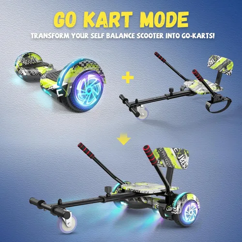 Miniatura 4 de FLYING-ANT Hoverboard de 6.5" de dos ruedas con asiento de autoequilibrio, scooter eléctrico con ruedas de luz LED Flash Primrose