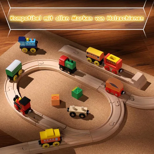 Miniatura 4 de SainSmart Jr. Juego de Tren de Madera de 12 Piezas - Juguetes de Tren con Caja de Almacenamiento, Trenes de Juguete Magnéticos Compatibles con Todas