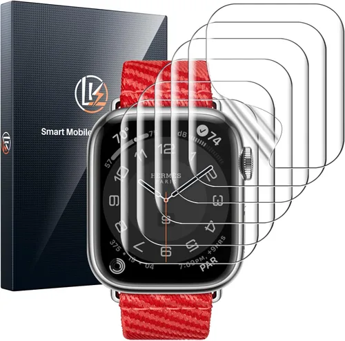 LK Paquete de 6 protectores de pantalla para Apple Watch de 1.772 pulgadas Series 9, 8, 7 [Nueva versión], protector de pantalla de TPU suave Azul