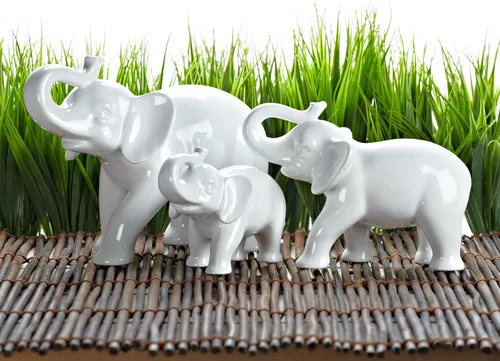 Miniatura 2 de Abbott Collection - Figura decorativa de elefante (cerámica, tamaño grande), color blanco