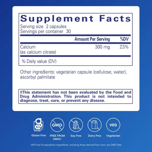 Miniatura 2 de Pure Encapsulations Calcio (Citrato) - Suplemento para apoyo a la salud ósea, dientes, colon y cardiovascular* - con citrato de calcio premium - 60