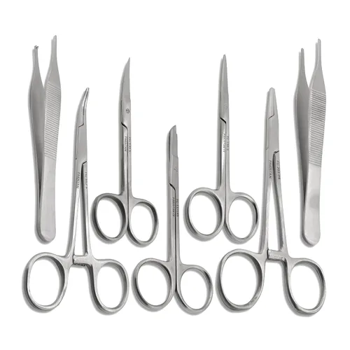 Miniatura 6 de Juego de 7 piezas: tijeras, pinza, pinza hemostática, porta agujas y destornillador para entrenamiento educativo y procedimientos médicos, fabricado