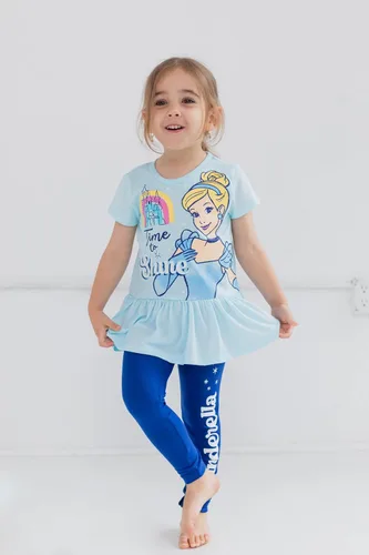 Miniatura 2 de Disney Princess Moana Frozen Little Mermaid Rapunzel Jasmine Belle - Conjunto de camiseta y leggings para niñas pequeñas y grandes