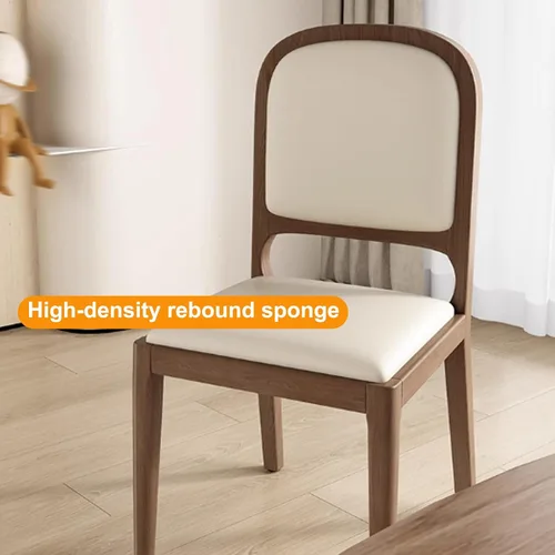 Miniatura 4 de Leather Seat Dining Room Chair with Back, Wooden Dining Chairs Set Kitchen Chair, Dining Room Chairs Armless Seat for Kitchen Living Room Black+khaki