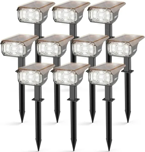 Miniatura 25 de LEREKAM 40 focos LED, IP65, impermeables, con energía solar, 2 en 1, luz de pared, luces de paisajismo al aire libre, encendido/apagado automático